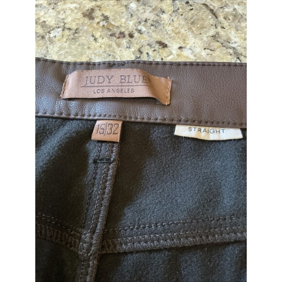 Judy Blue Black Faux Leather Denim Skinny Jeans straight size 15/32 Style JB8875 - Picture 2 of 9